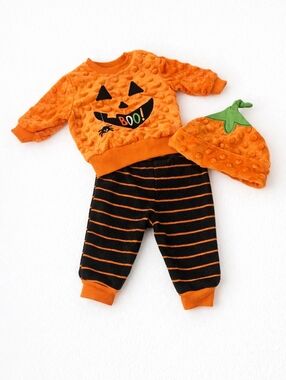 Kids Pumpkin Costume Set - Orange and Black Size NB